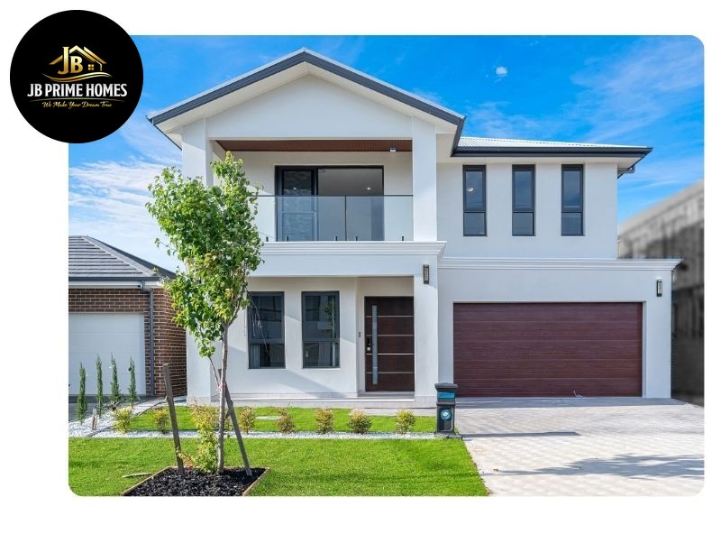 Two-storey home with the JB Prime Homes badge